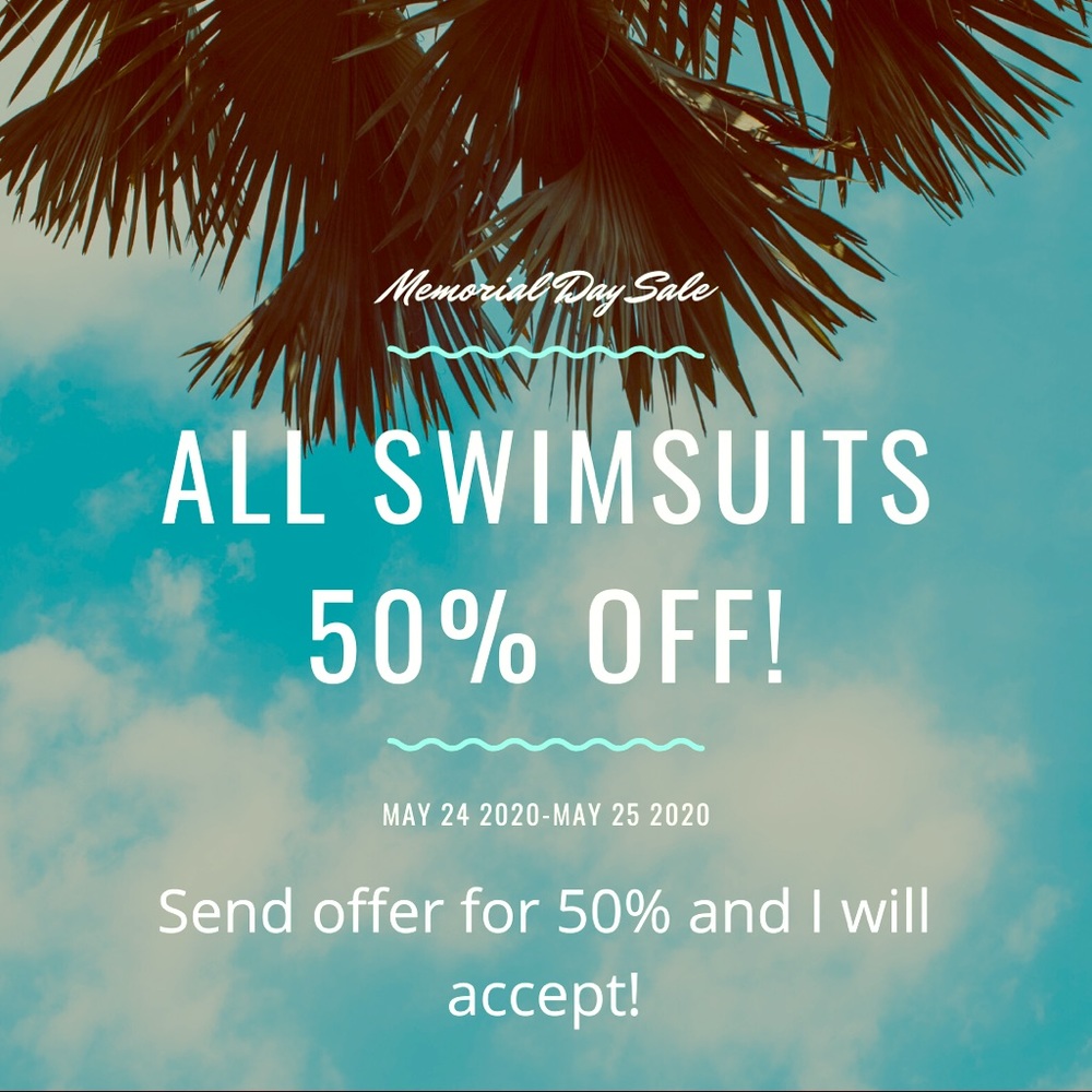 All swimsuits 50% off today!